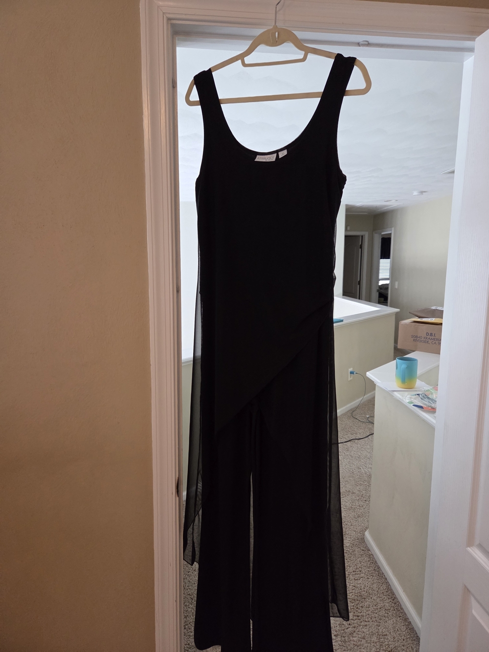 Elegant Black Asymmetrical Sleeveless Dress with Sheer Overlay